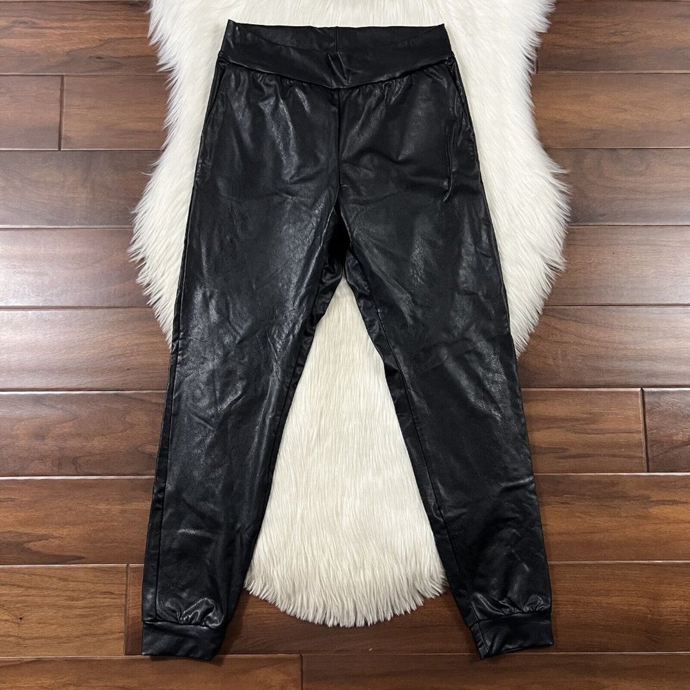 Commando‎ Women's Size Medium Black Faux Leather Jogger Pants